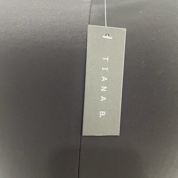 Tiana B Black Faux Wrap Dress Pearl Accent Short Sleeve Elegant Party Cocktail S - Picture 3 of 7